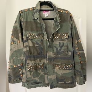 Disney army print tinker bell jacket.